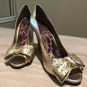Gold Peep Toe Heels
